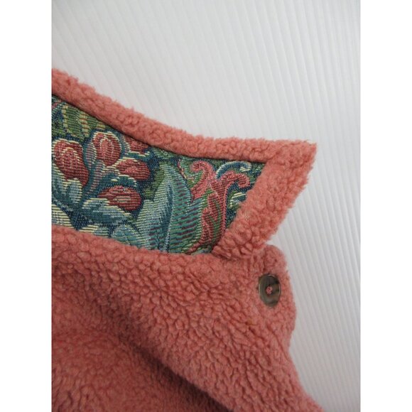 VINTAGE Orvis Jacket Large Salmon Sherpa Fleece Teddy Tapestry Trim * - Picture 12 of 13